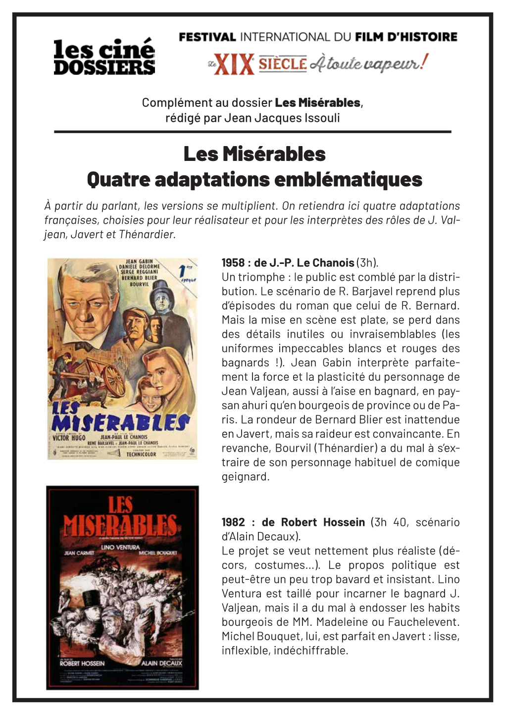 Les Misérables Quatre Adaptations Emblématiques À Partir Du Parlant, Les Versions Se Multiplient