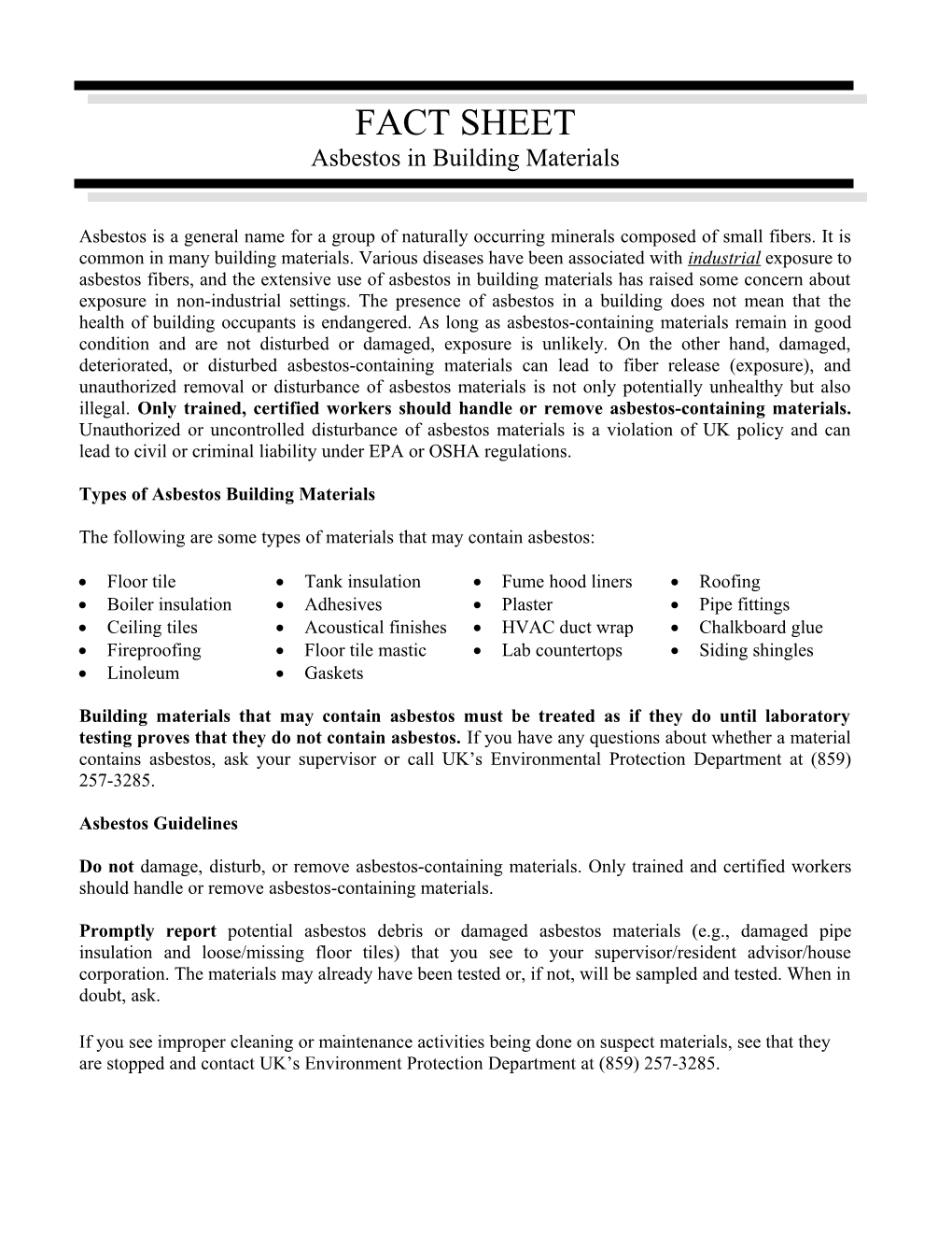 Types of Asbestos Building Materials