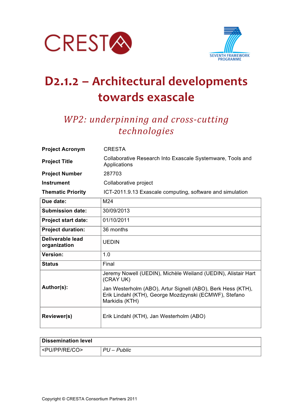 D2.1.2 – Architectural Developments Towards Exascale