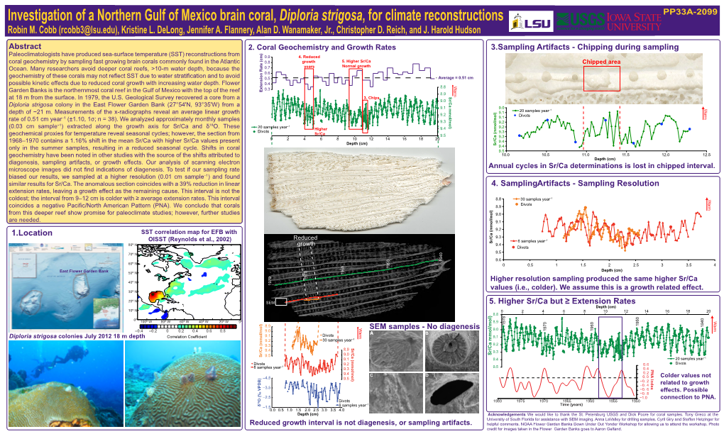 Investigation of a Northern Gulf of Mexico Brain Coral, Diploria Strigosa, for Climate Reconstructions PP33A-2099 Robin M