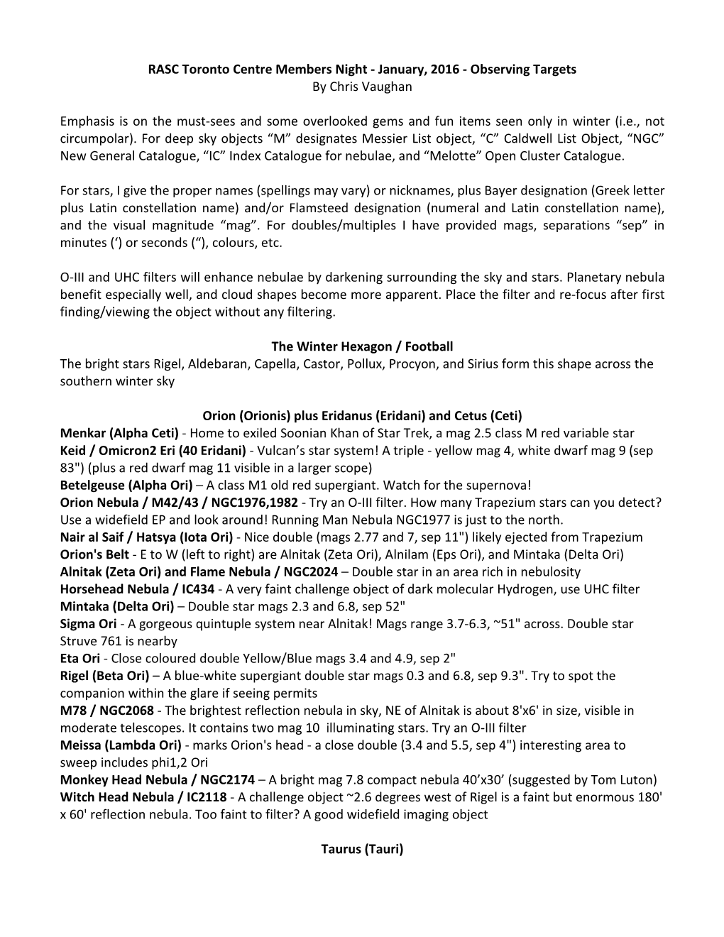 RASC TC January Targets.Pdf