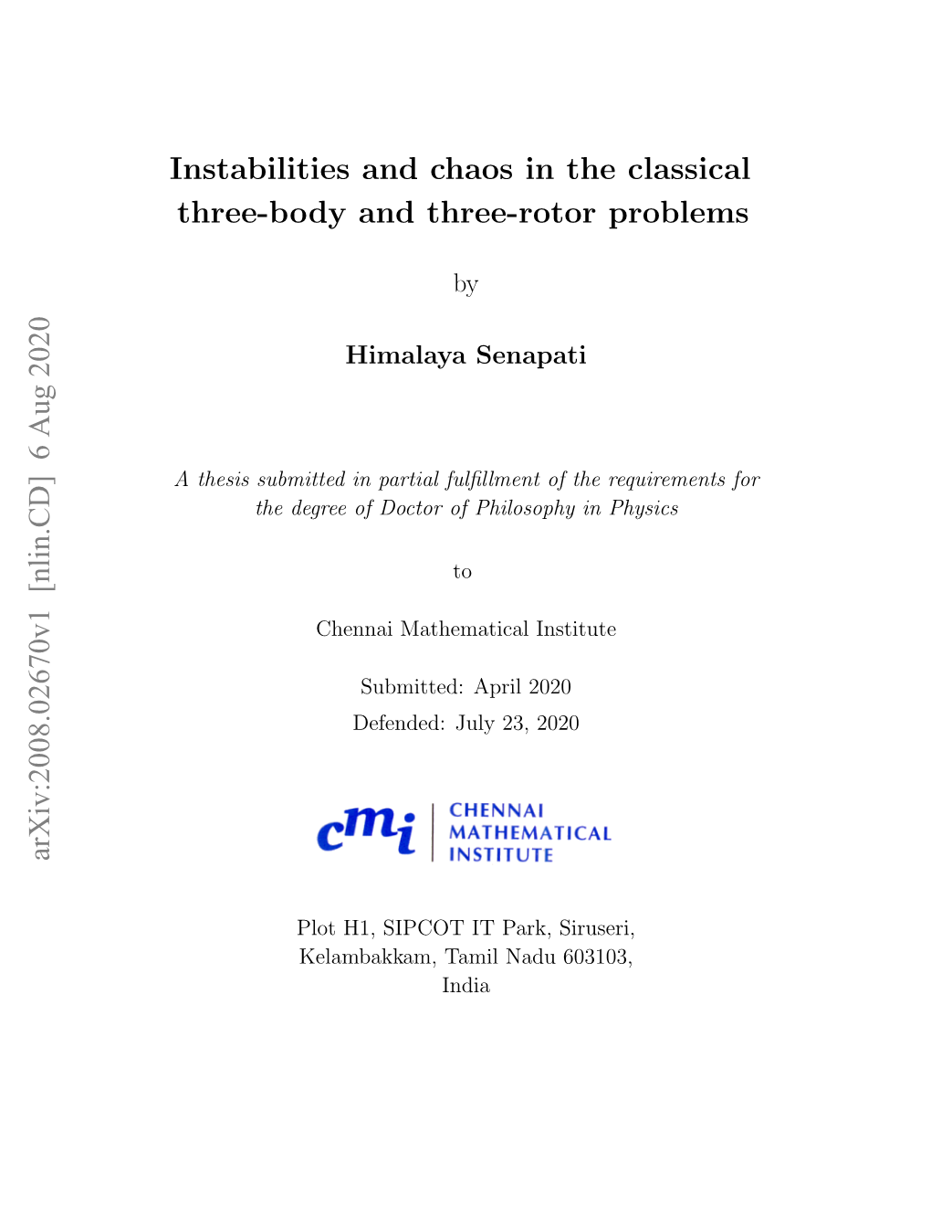 Instabilities and Chaos in the Classical Three-Body and Three-Rotor Problems