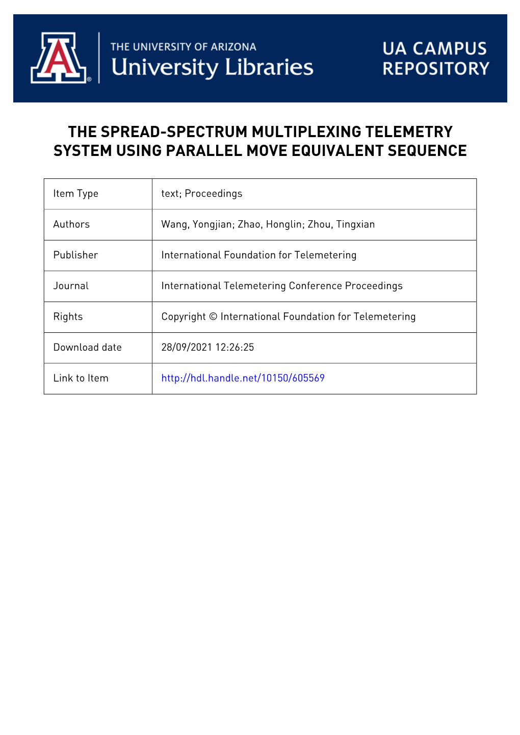 The Spread-Spectrum Multiplexing Telemetry System Using Parallel Move Equivalent Sequence