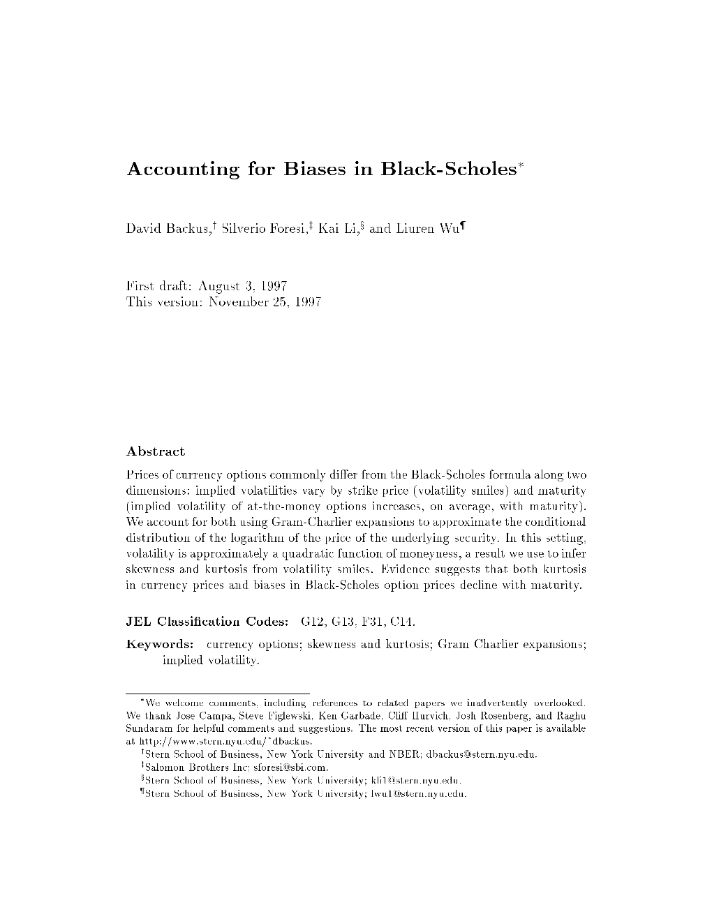 Accounting for Biases in Black-Scholes