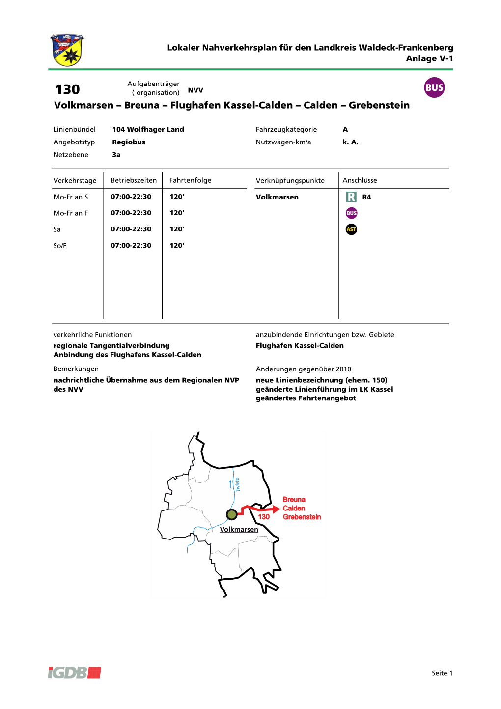 Volkmarsen – Breuna – Flughafen Kassel-Calden – Calden – Grebenstein