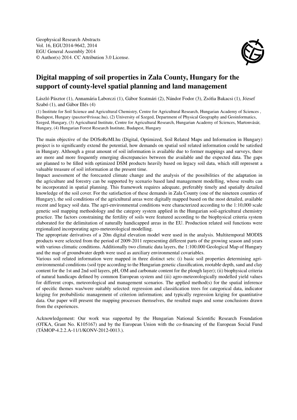 Digital Mapping of Soil Properties in Zala County, Hungary for the Support of County-Level Spatial Planning and Land Management