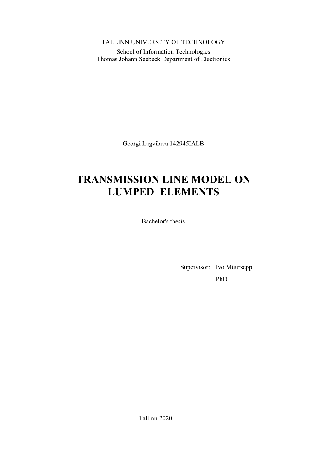 Transmission Line Model on Lumped Elements