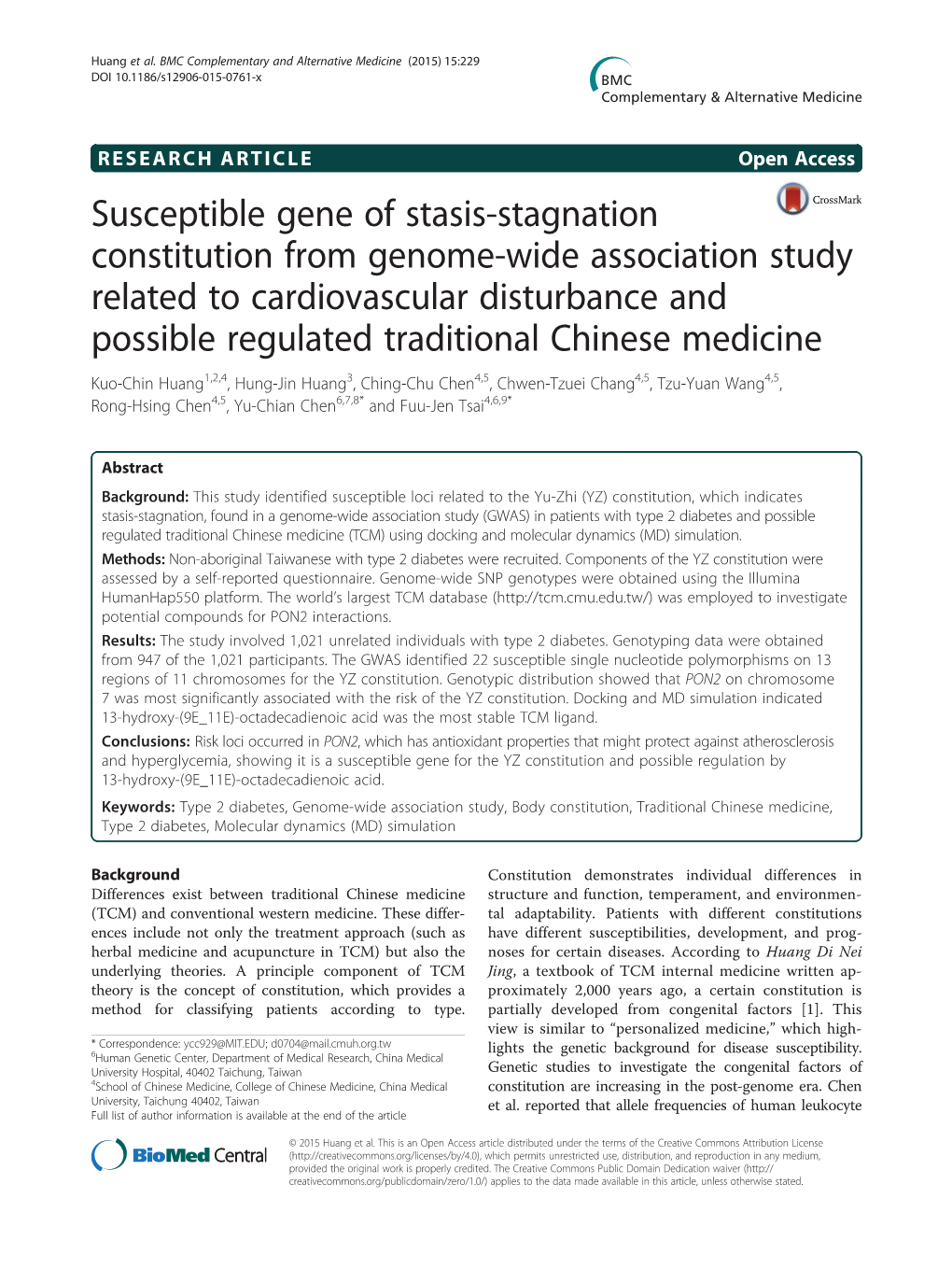 Susceptible Gene of Stasis-Stagnation Constitution from Genome-Wide