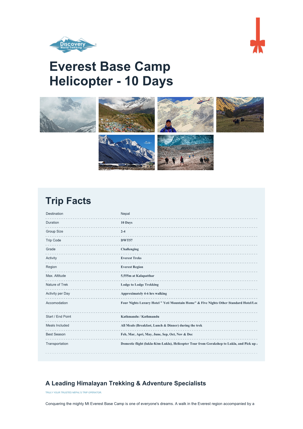 Everest Base Camp Helicopter - 10 Days