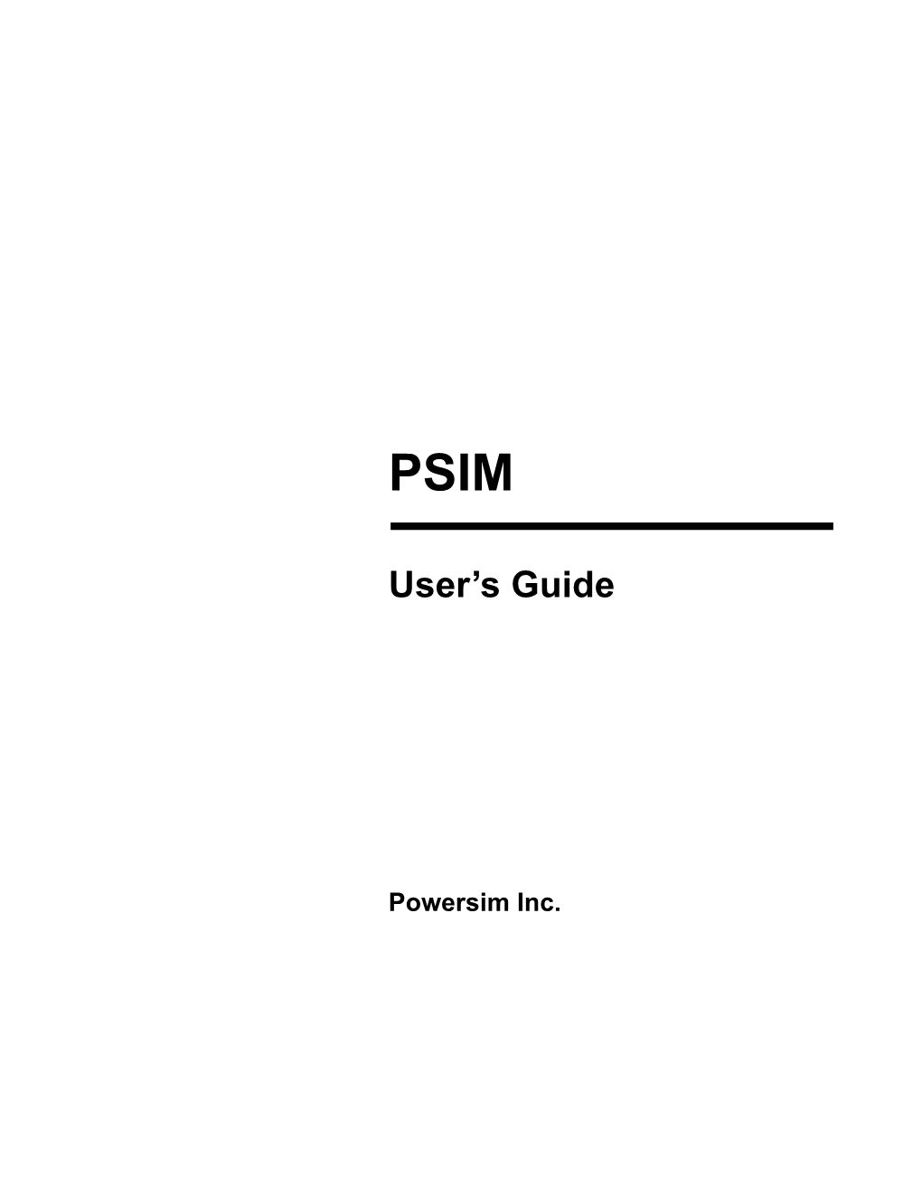 PSIM User's Guide