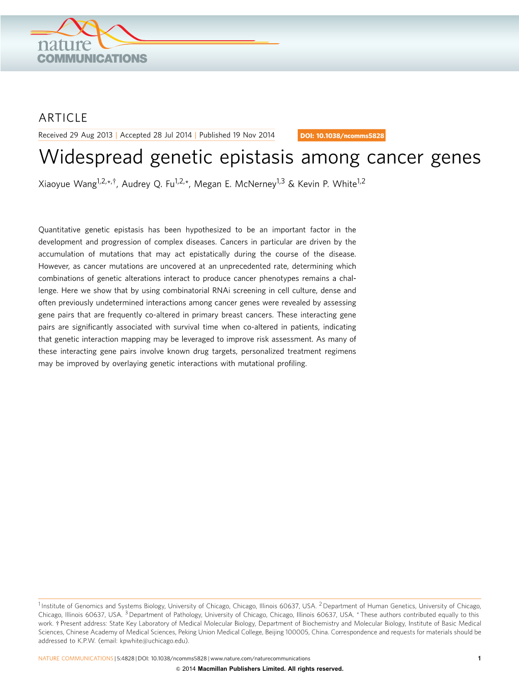 Widespread Genetic Epistasis Among Cancer Genes
