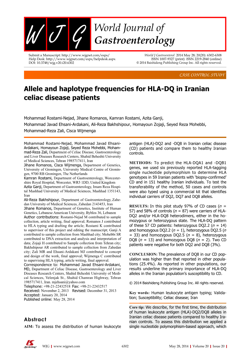 Allele and Haplotype Frequencies for HLA-DQ in Iranian Celiac Disease Patients