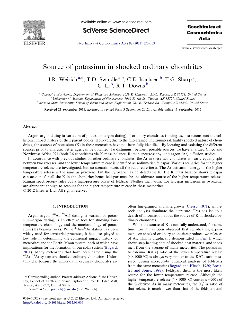 Source of Potassium in Shocked Ordinary Chondrites