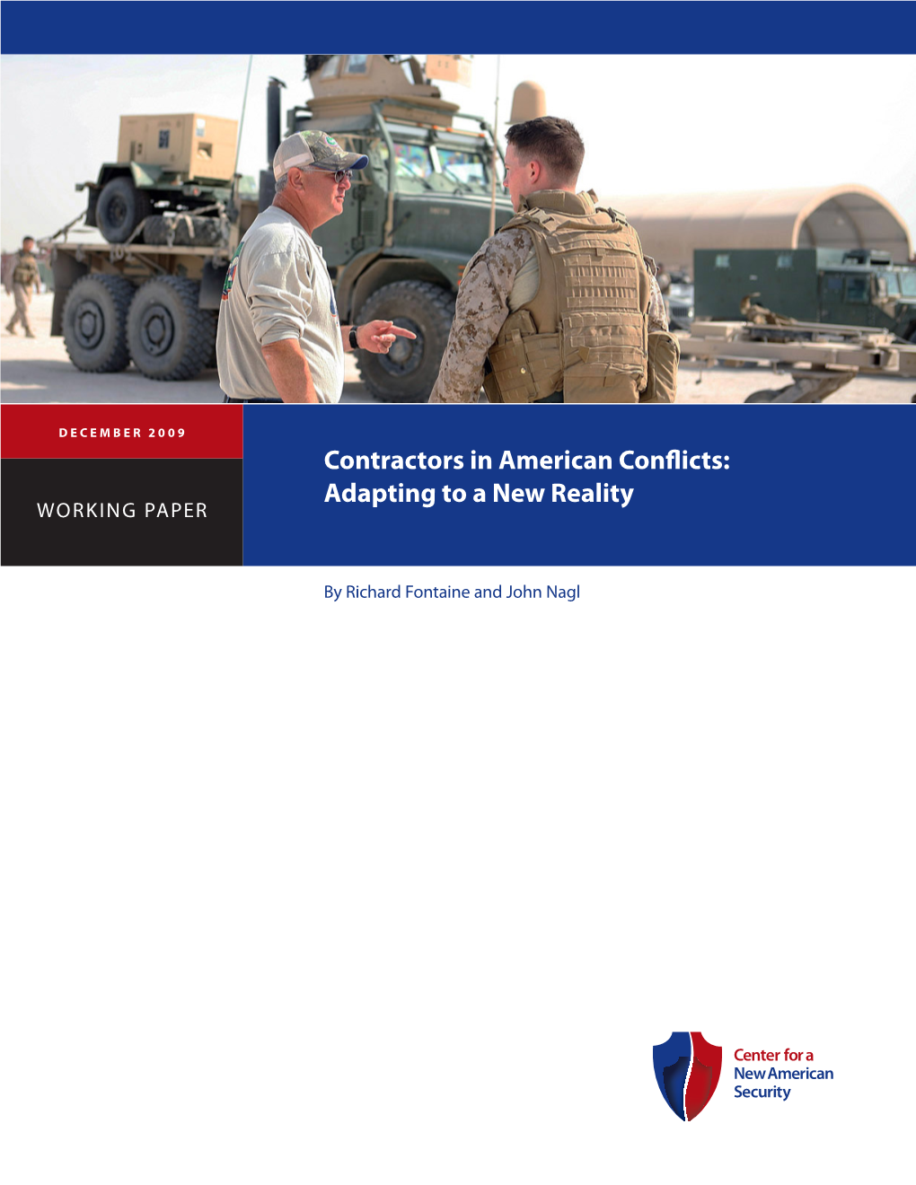 Contractors in American Conflicts: Adapting to a New Reality Working Paper