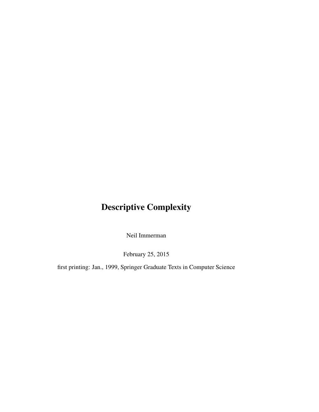 Descriptive Complexity