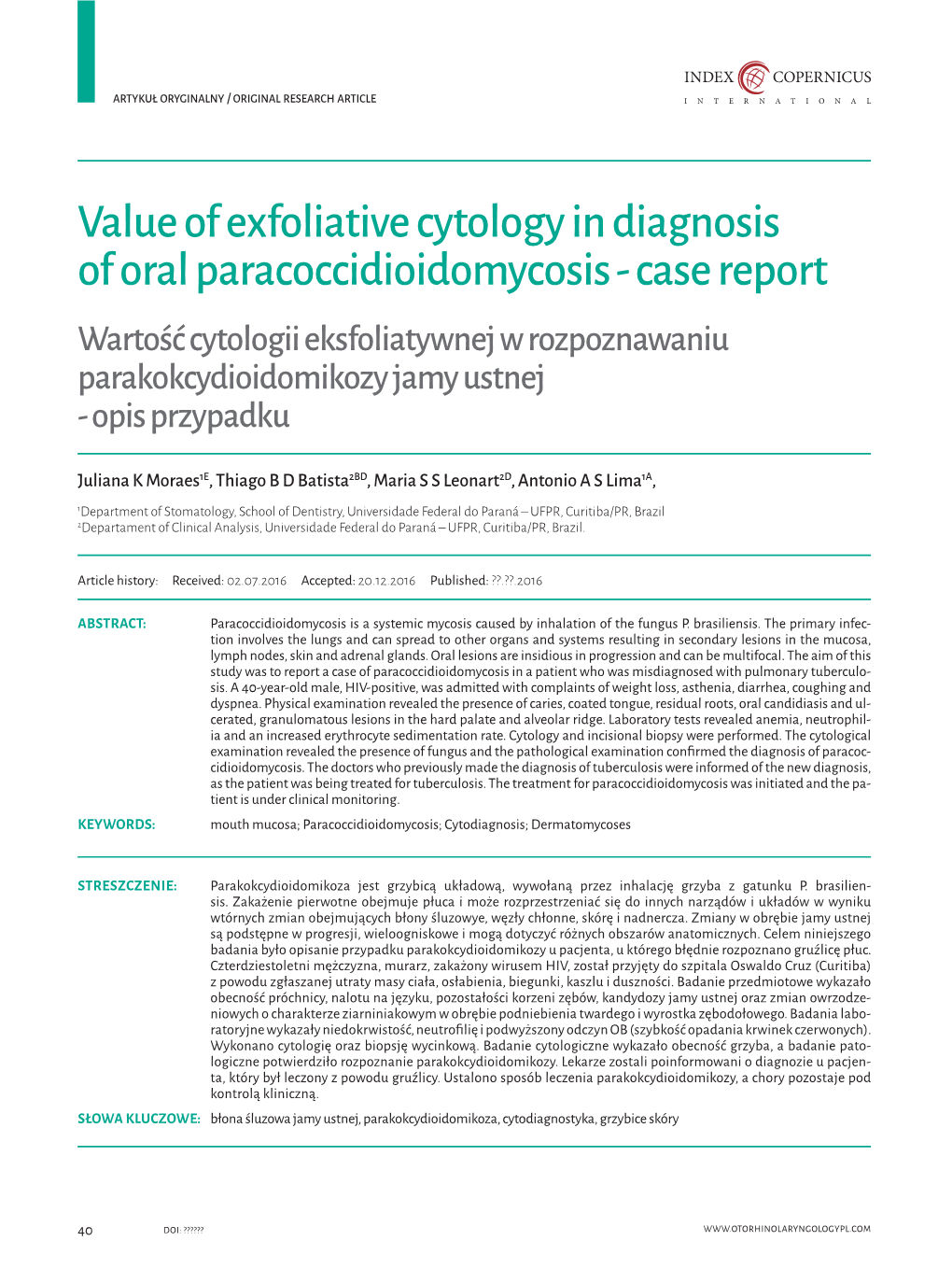 Value of Exfoliative Cytology in Diagnosis of Oral