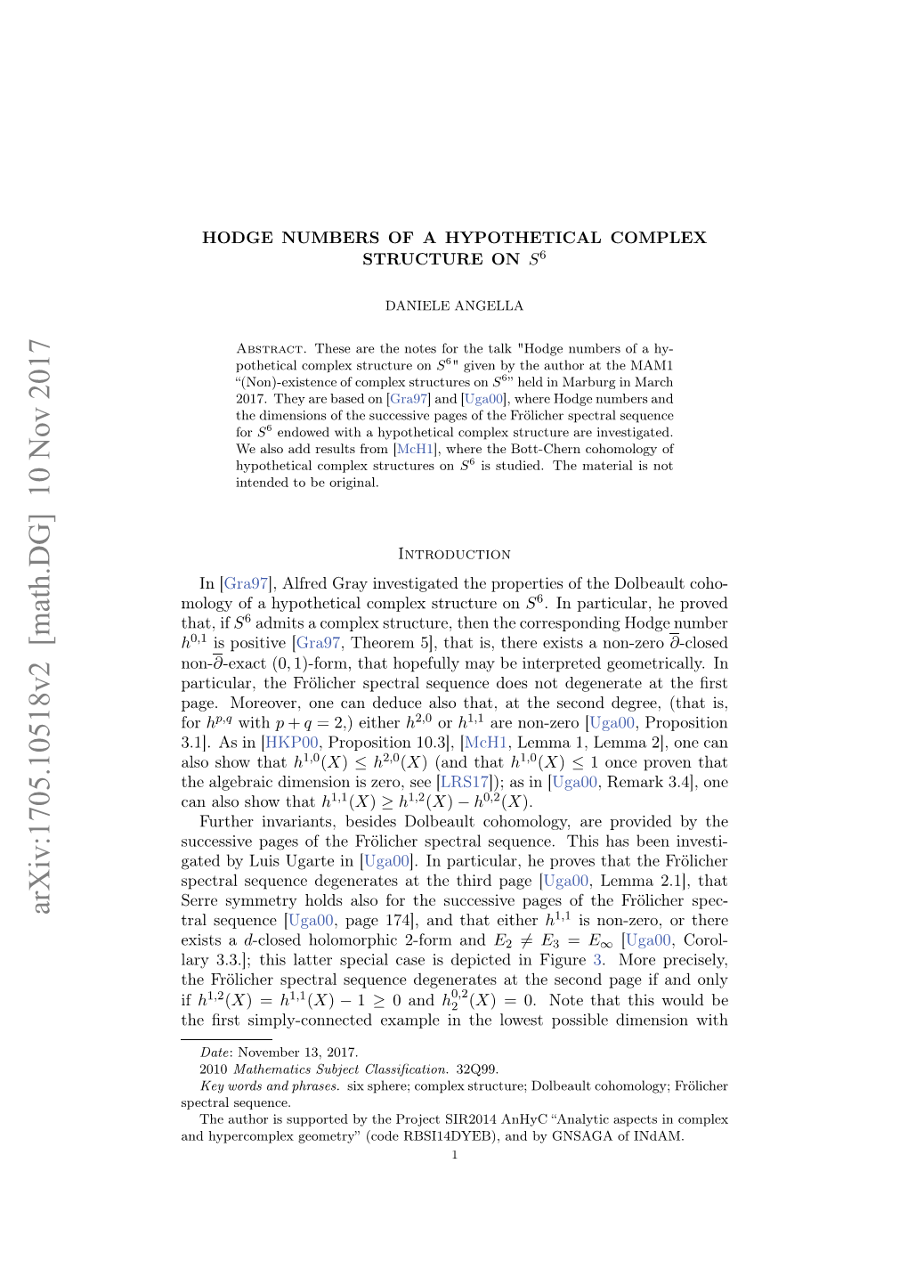 Arxiv:1705.10518V2 [Math.DG] 10 Nov 2017 Ucsiepgso H Rlce Pcrlsqec.Ti H This [ in Sequence