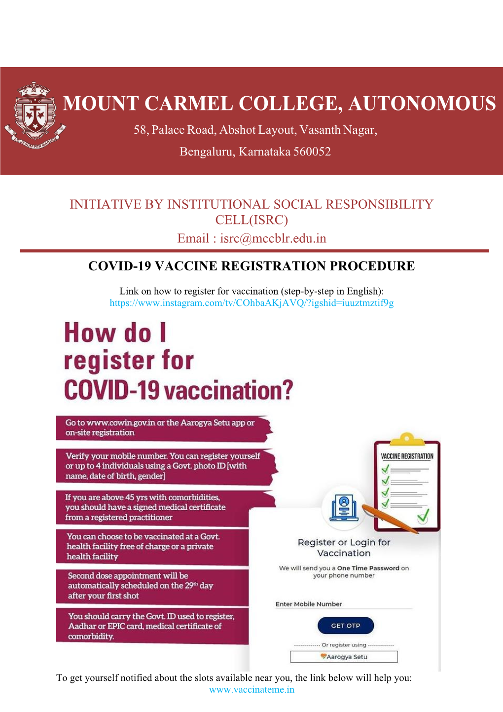 Covid-19 Vaccine Registration Procedure