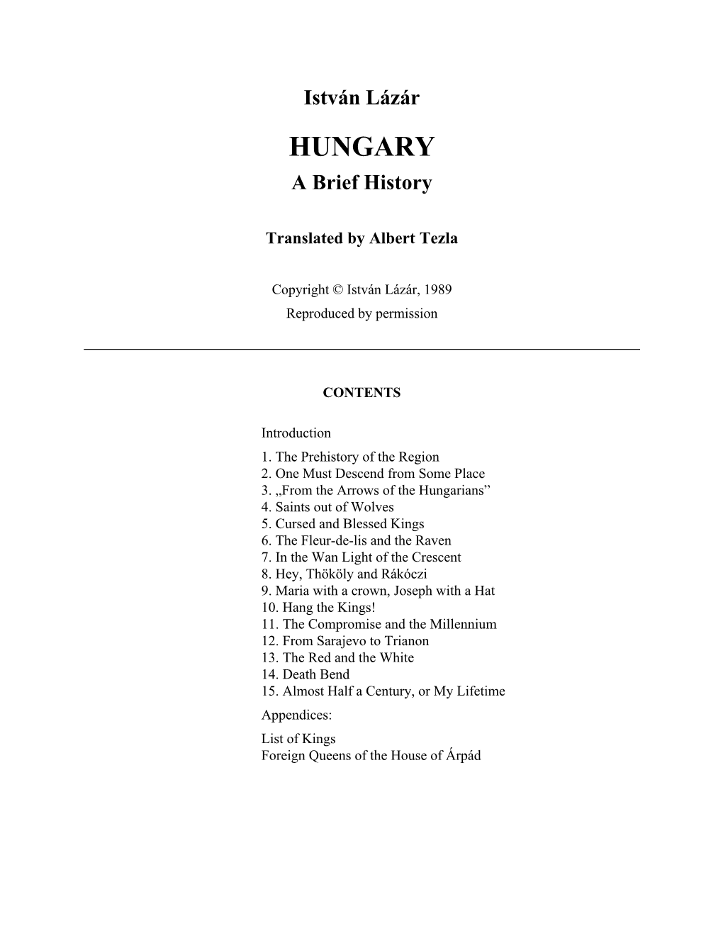 HUNGARY a Brief History