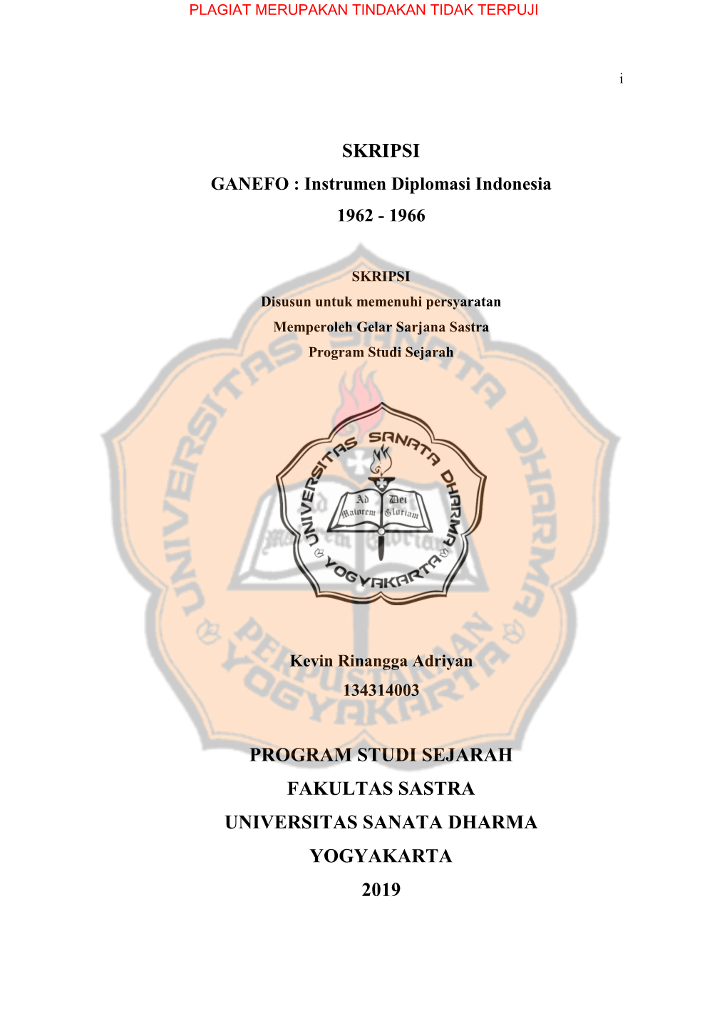 GANEFO : Instrumen Diplomasi Indonesia 1962 - 1966