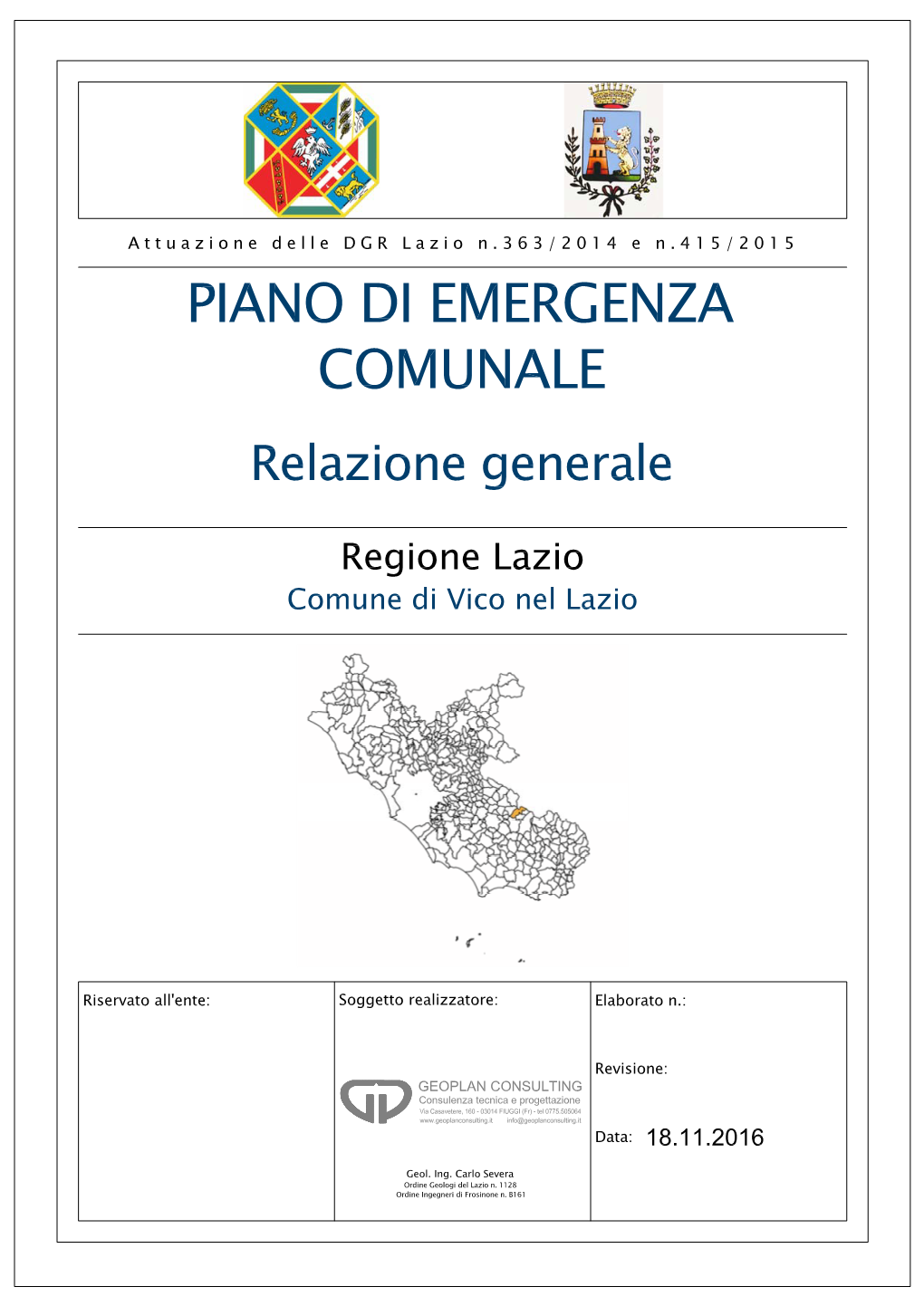 Piano Comunale Di Emergenza Di Protezione Civile