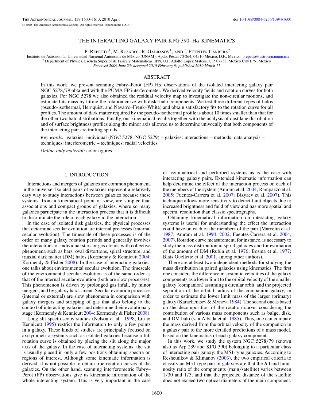 The Interacting Galaxy Pair Kpg 390: Hα Kinematics