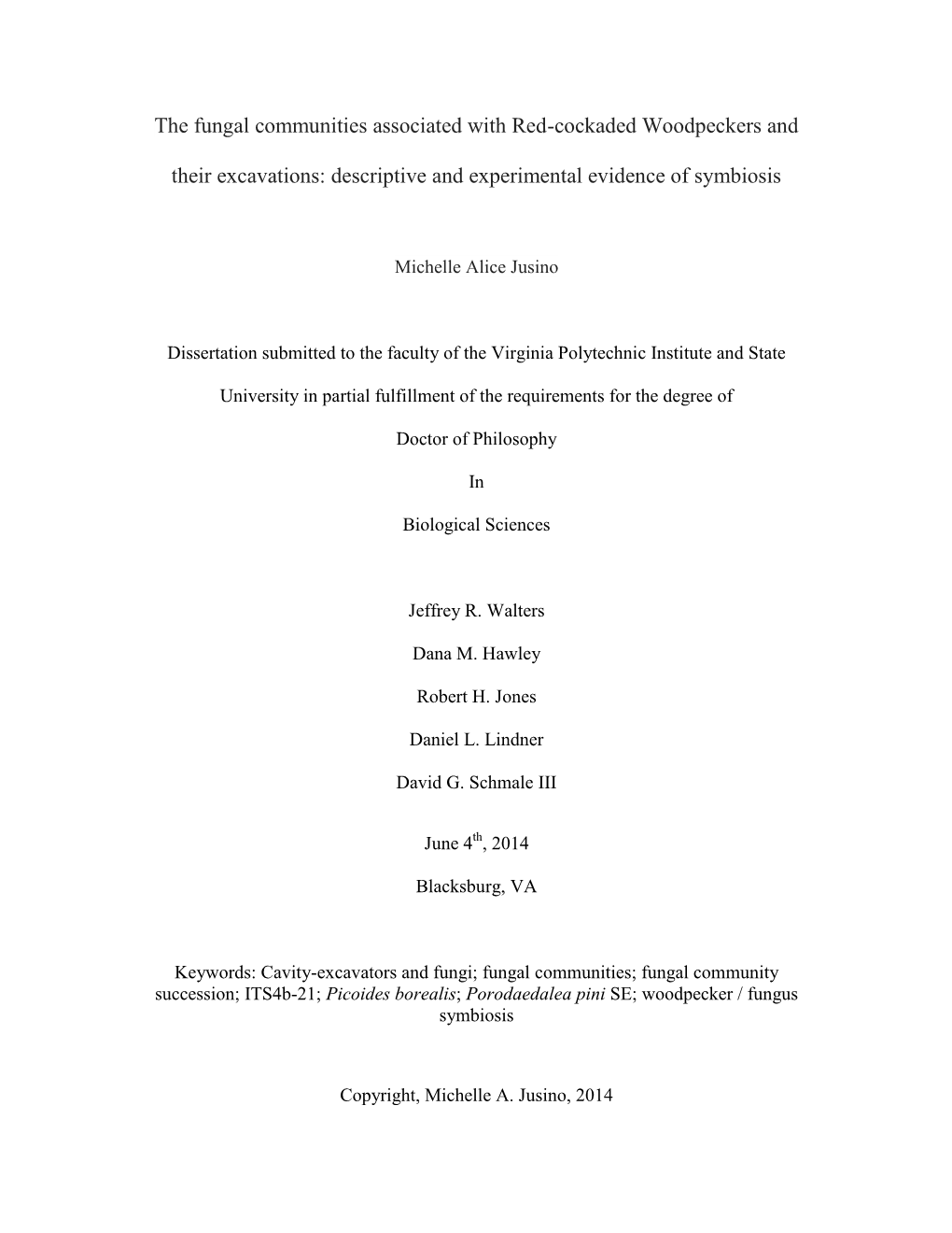 The Fungal Communities Associated with Red-Cockaded Woodpeckers And