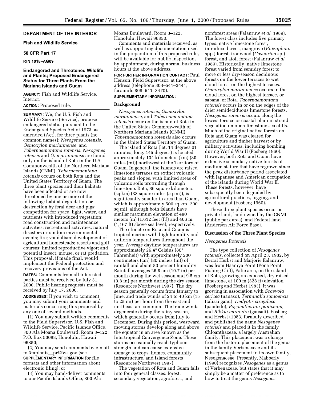 Federal Register/Vol. 65, No. 106/Thursday, June 1, 2000/Proposed Rules