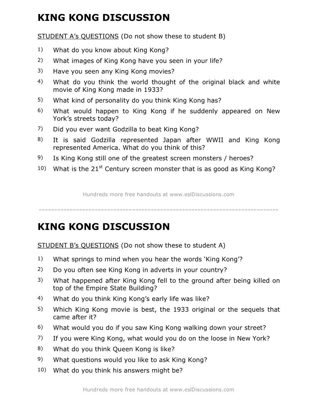King Kong Discussion