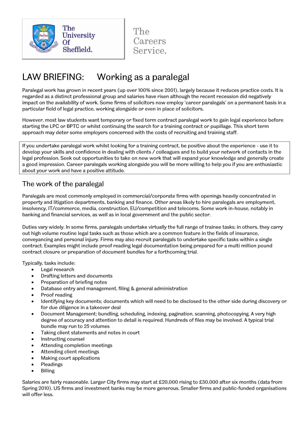 Law Briefings – Working As a Paralegal