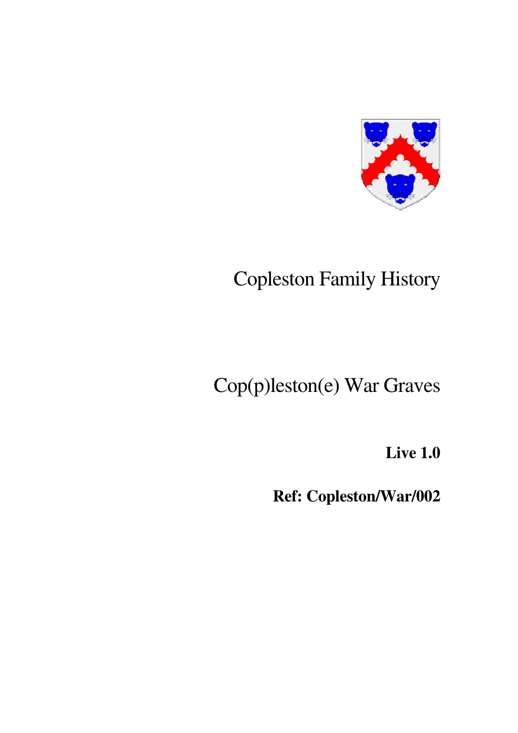 Copleston Family History Cop(P)Leston(E) War Graves