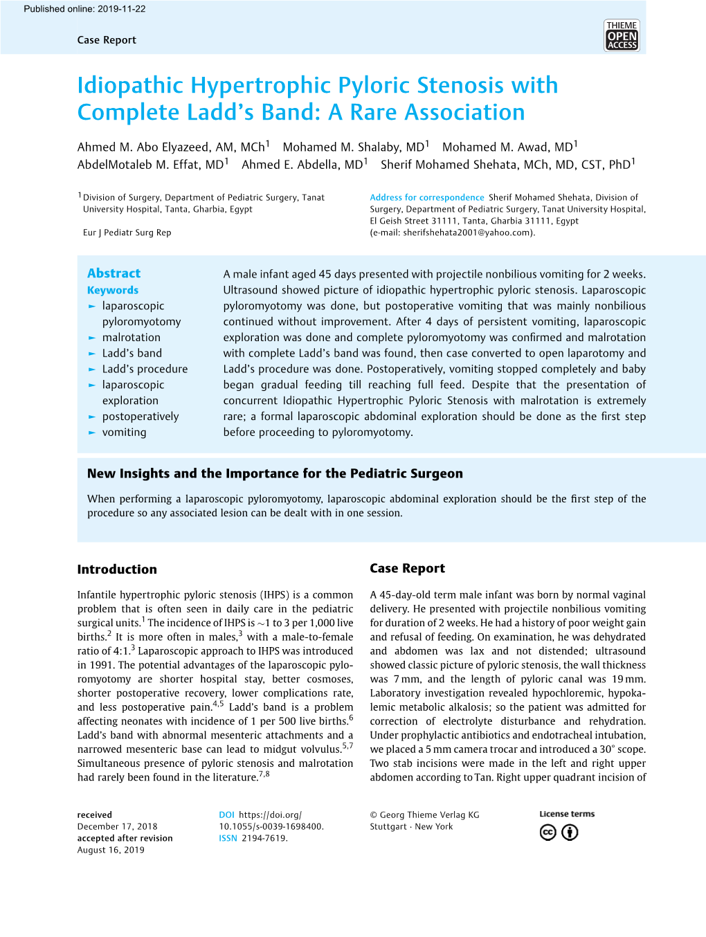 Idiopathic Hypertrophic Pyloric Stenosis with Complete Ladd's Band