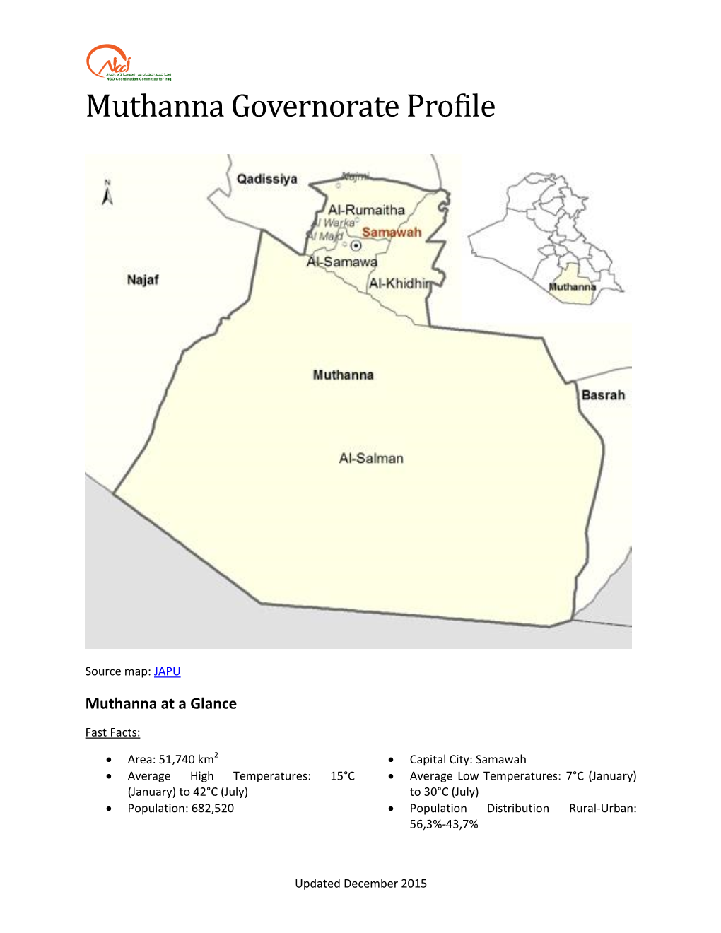 Muthanna Governorate Profile