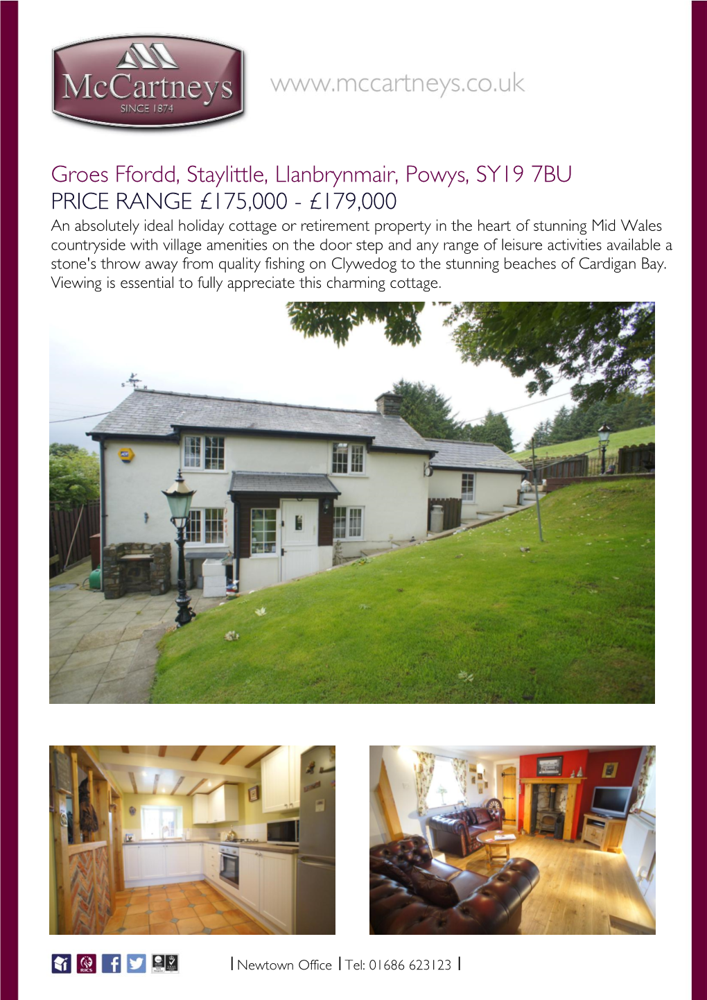 Groes Ffordd, Staylittle, Llanbrynmair, Powys, SY19 7BU PRICE RANGE £175,000 - £179,000