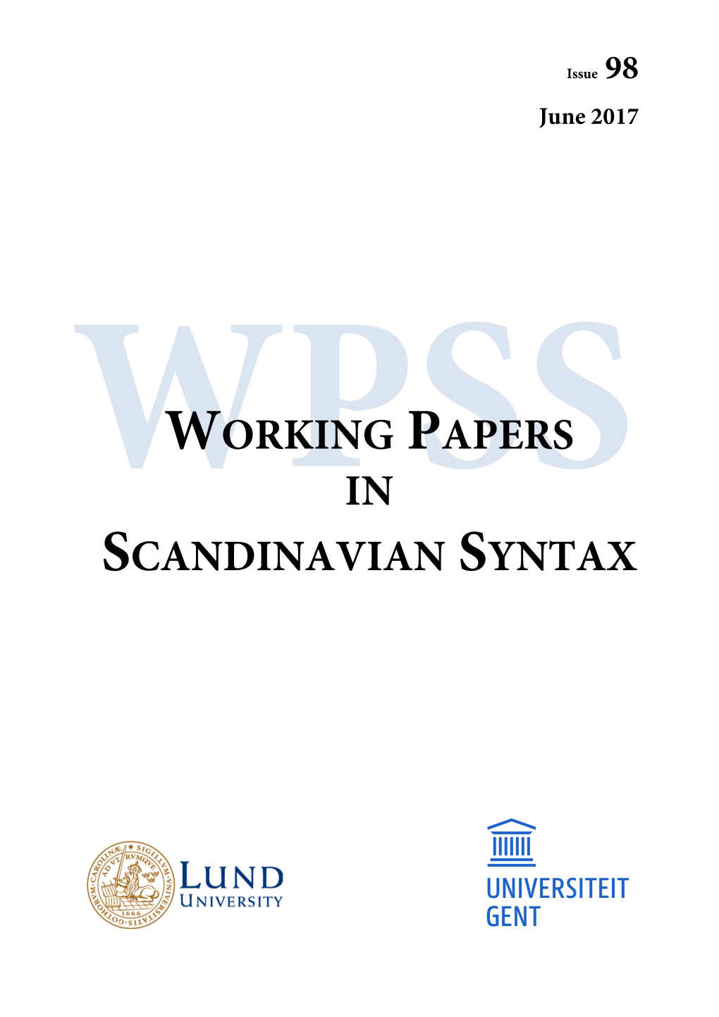 Working Papers in Scandinavian Syntax