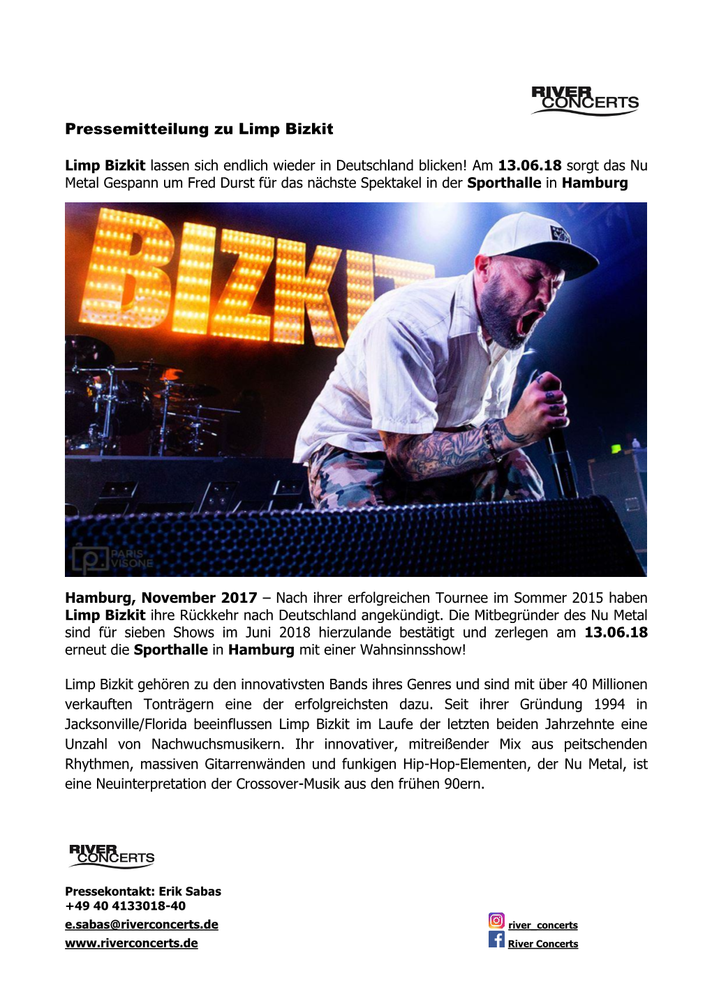 Pressemitteilung Zu Limp Bizkit