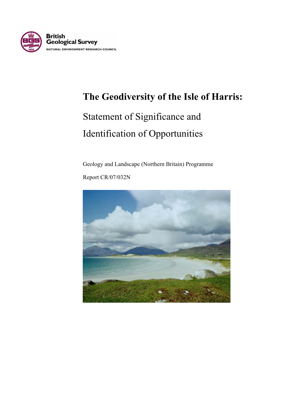 The Geodiversity of the Isle of Harris