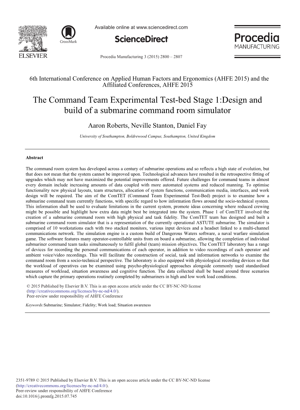 Design and Build of a Submarine Command Room Simulator