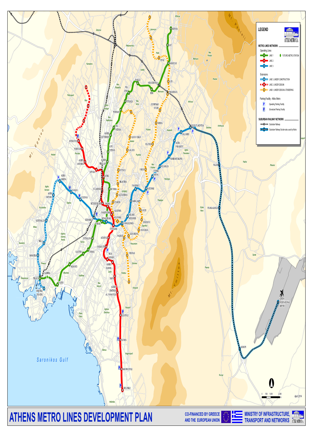 The Map of Athens Metro Network