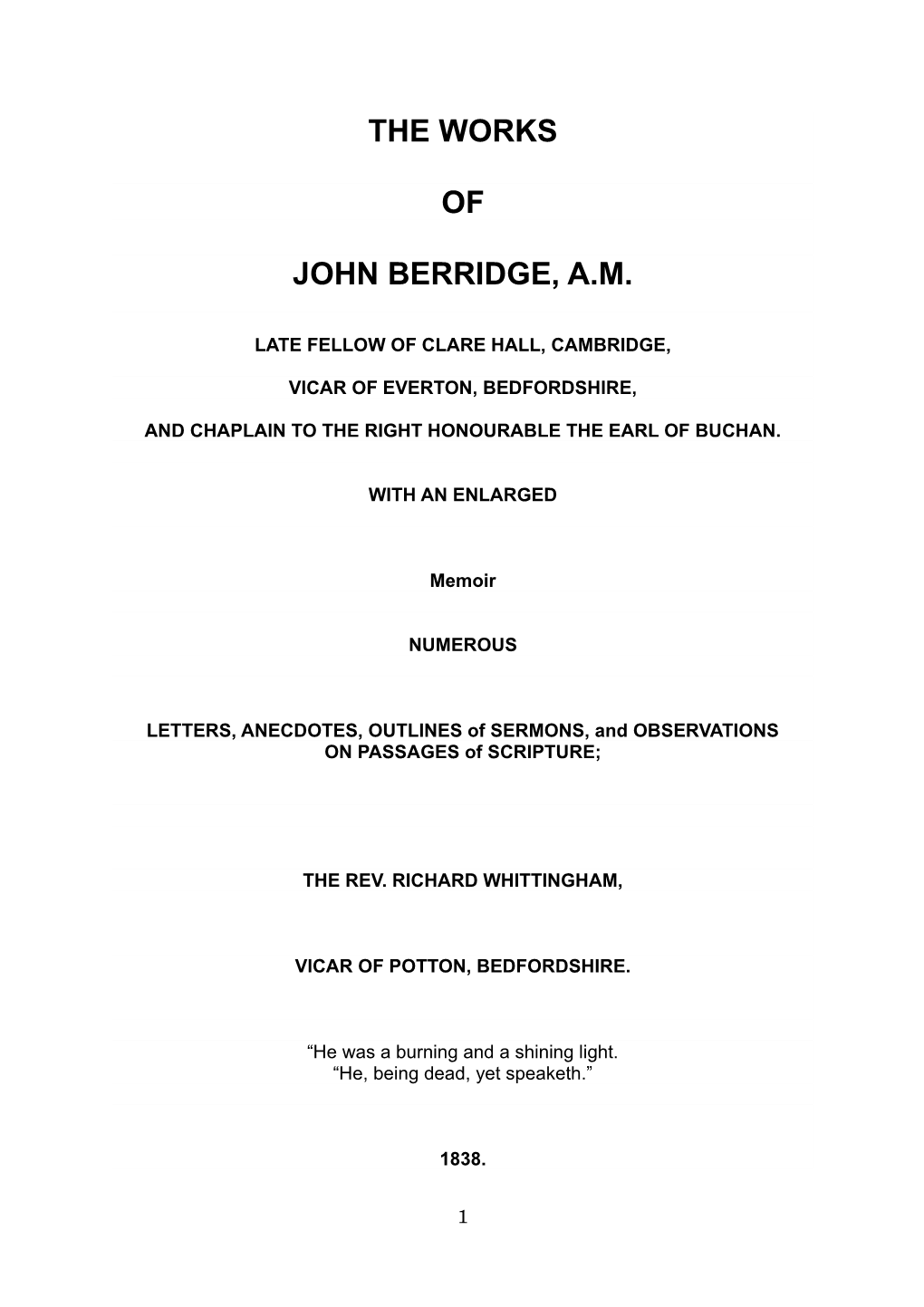 The Works of John Berridge, A.M