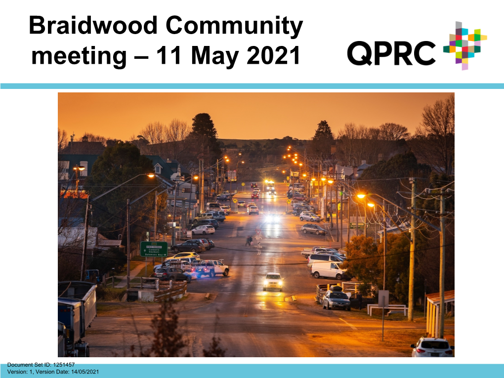 Braidwood Community Meeting – 11 May 2021