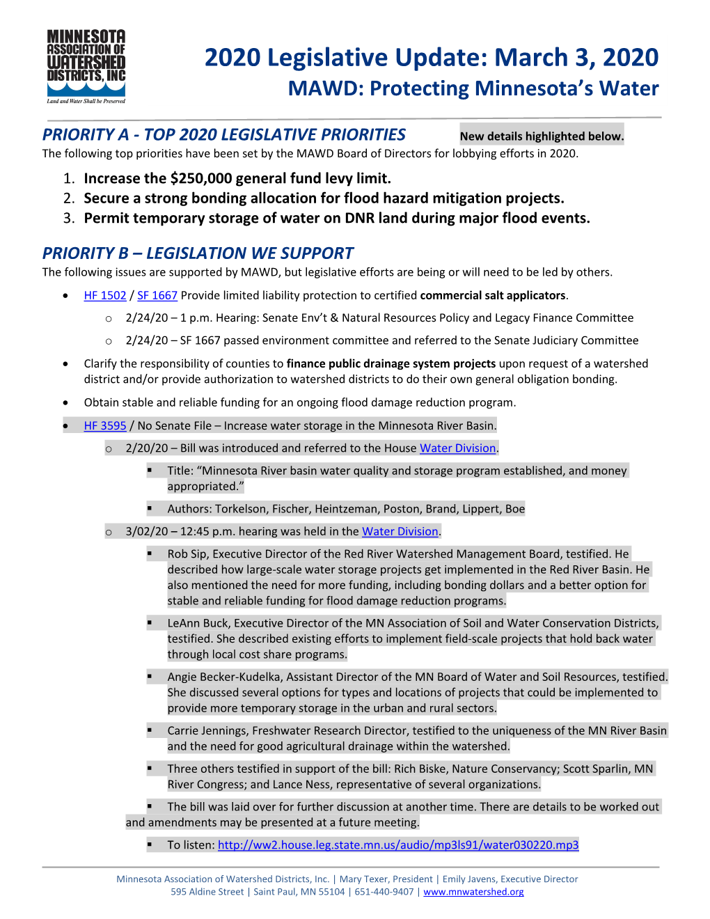 2020 Legislative Update: March 3, 2020