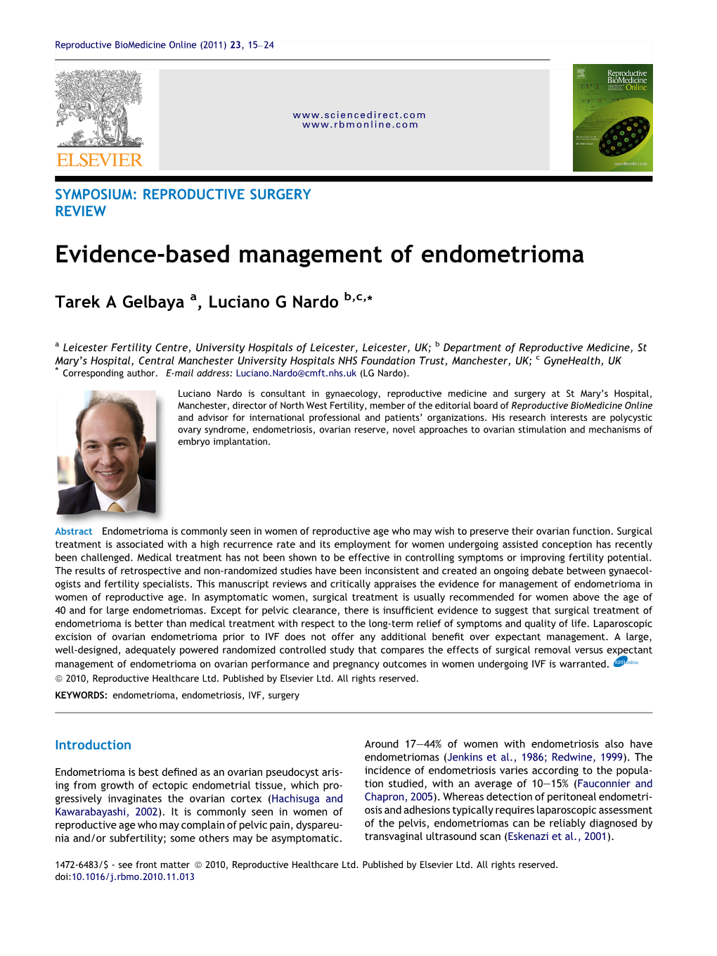 Evidence-Based Management of Endometrioma