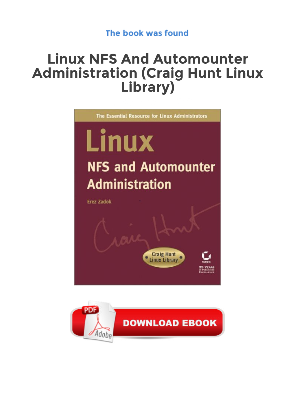 Linux NFS and Automounter Administration (Craig Hunt Linux