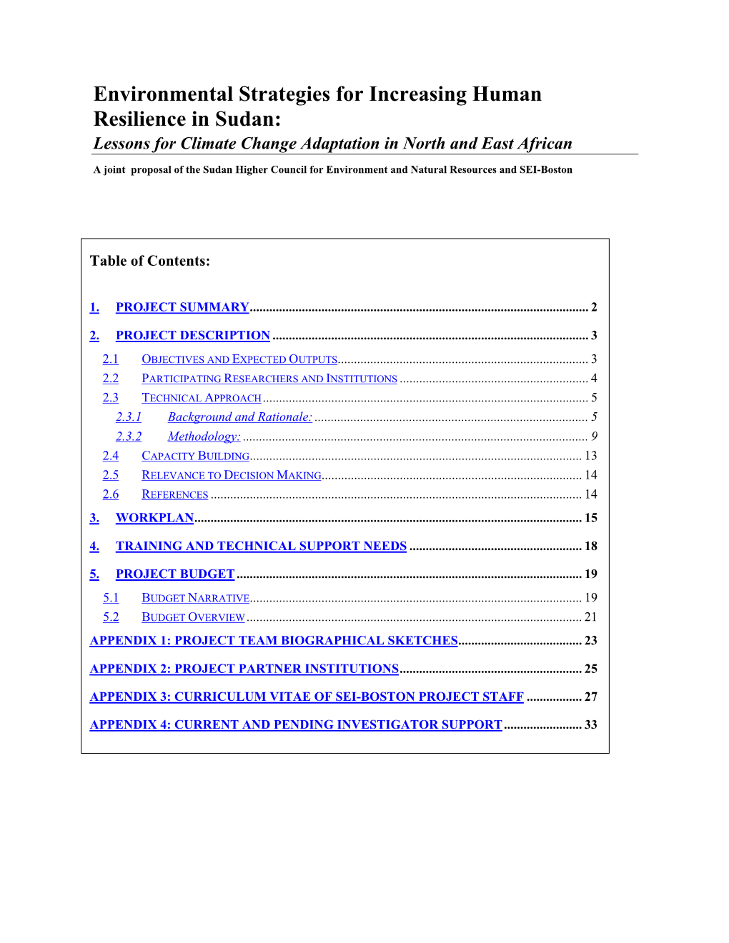 Environmental Strategies for Increasing Human Resilience in Sudan: Lessons for Climate Change Adaptation in North and East African