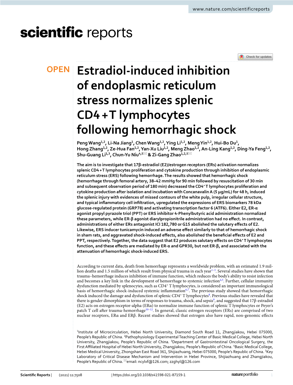 Estradiol-Induced Inhibition of Endoplasmic Reticulum Stress