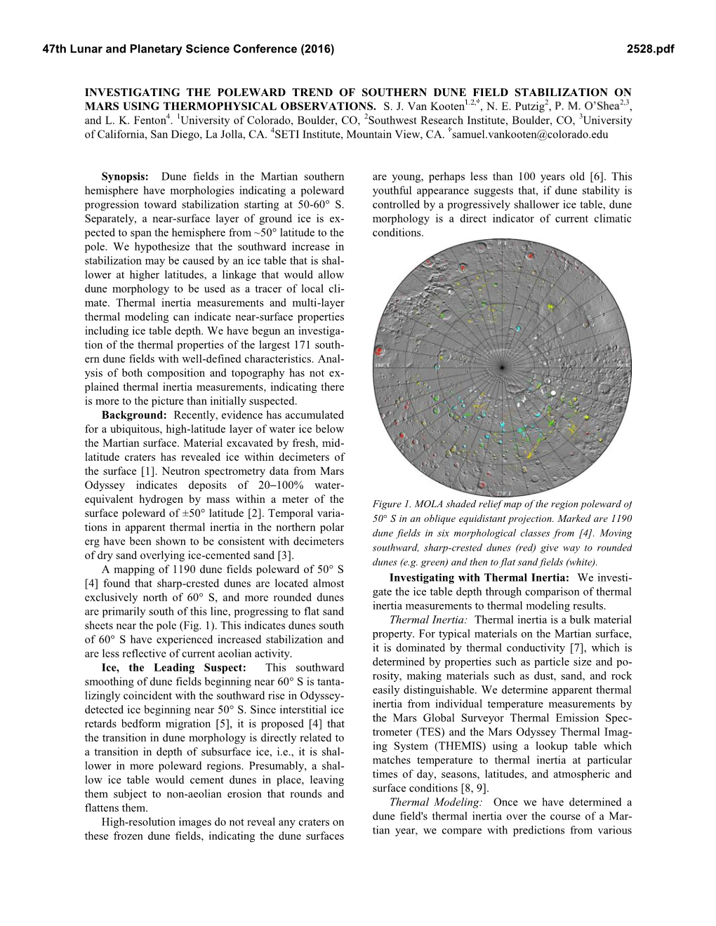 Investigating the Poleward Trend of Southern Dune Field Stabilization on Mars Using Thermophysical Observations