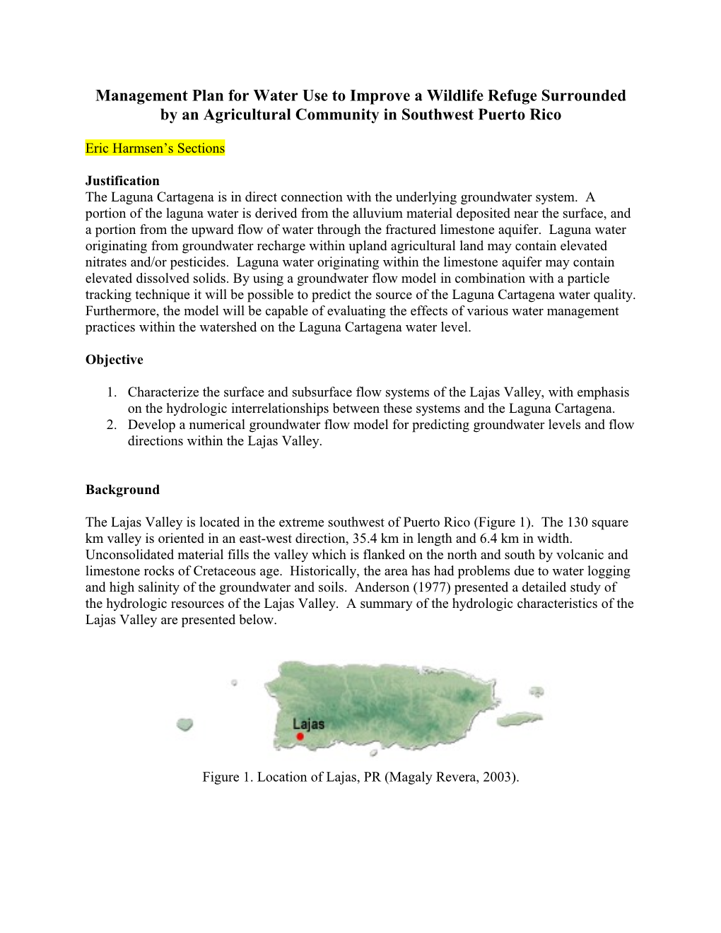 Management Plan for Water Use to Improve a Wildlife Refuge Surrounded by an Agricultural