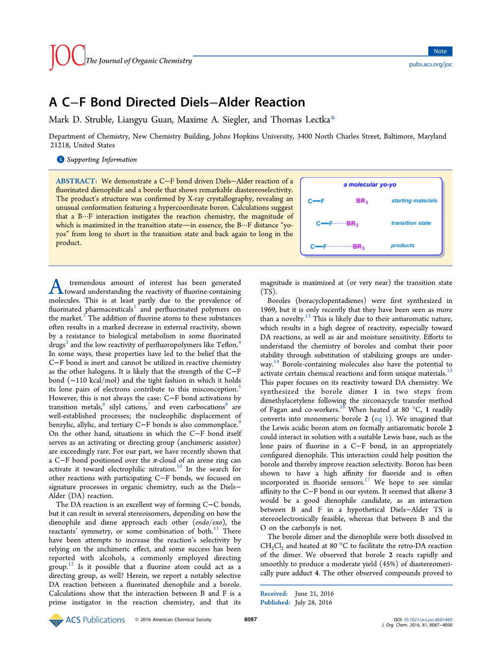 A C−F Bond Directed Diels−Alder Reaction