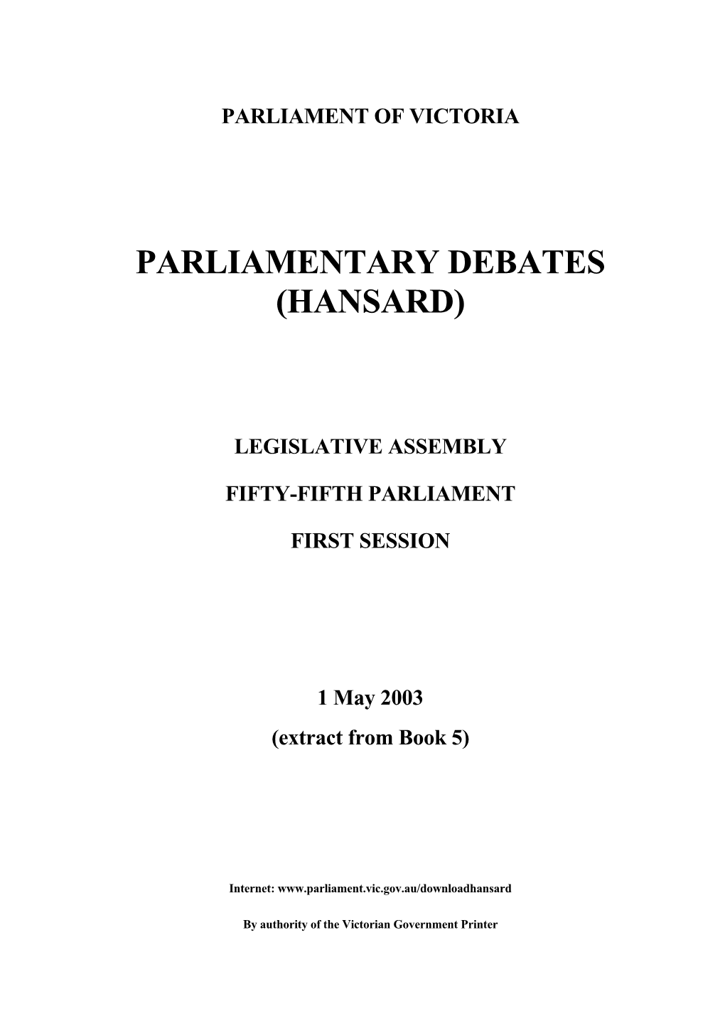 Parliamentary Debates (Hansard)